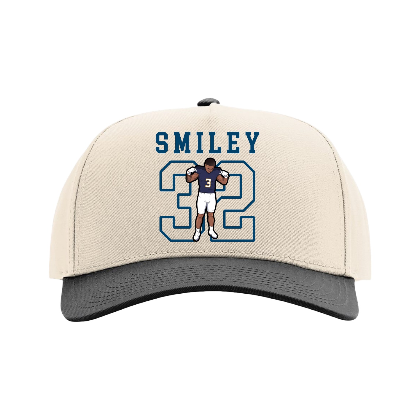 Full Fabric Five-Panel Champ Cap — Shirsey in Cream/Black