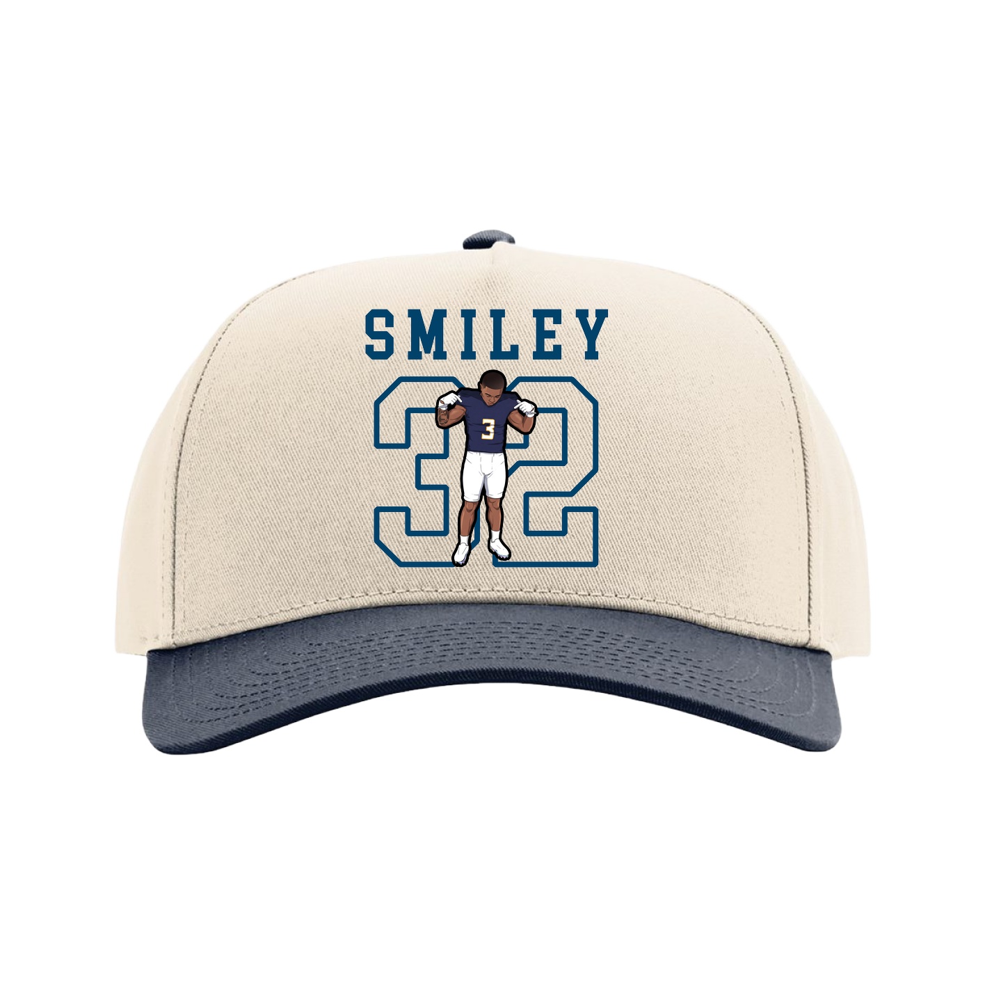 Full Fabric Five-Panel Champ Cap — Shirsey in Cream/Navy