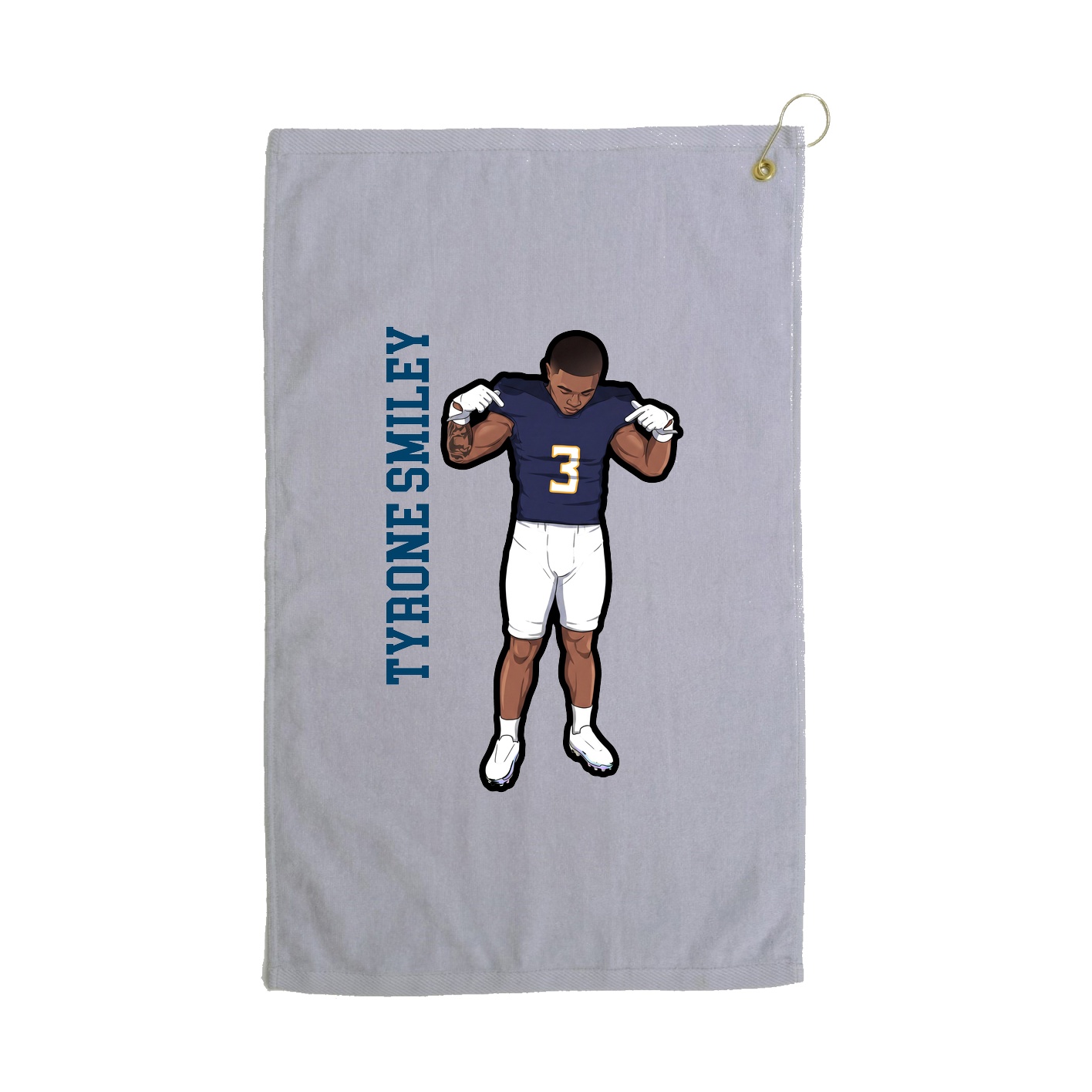 Golf Towel — Name Vertical in Grey