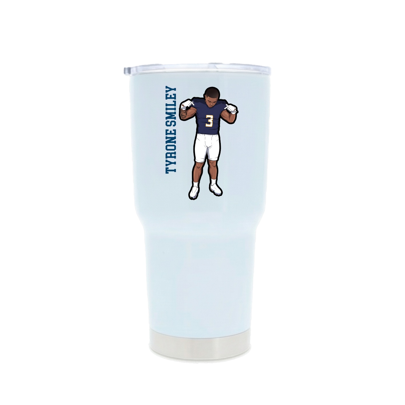30oz Stainless Steel Tumbler — Name Vertical in White