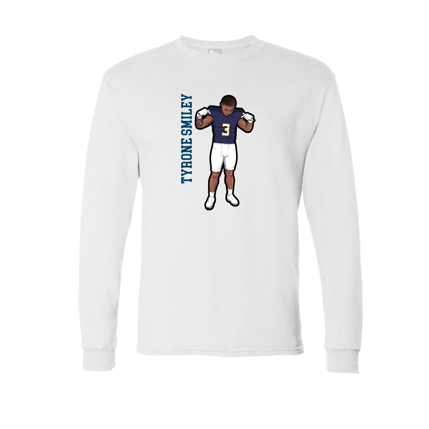 Long Sleeve Tee — Name Vertical in White