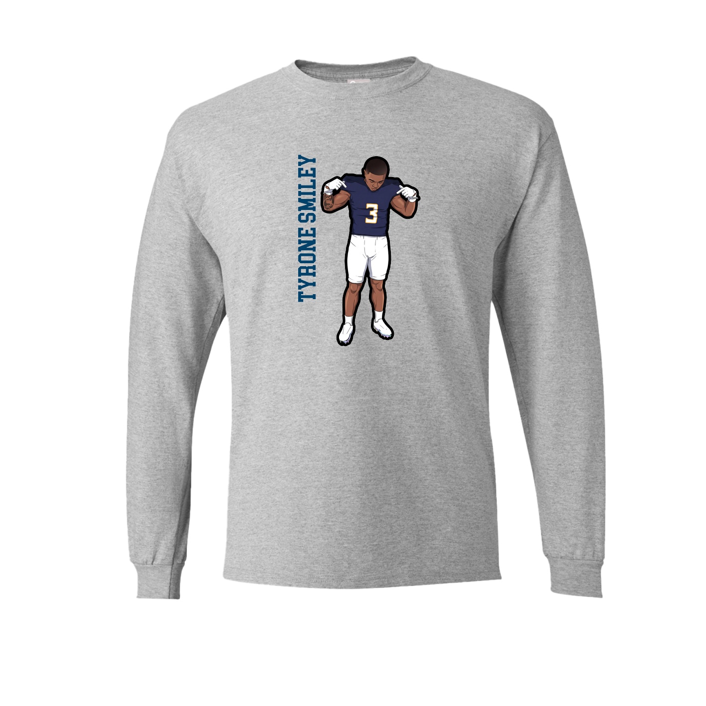 Long Sleeve Tee — Name Vertical in Grey