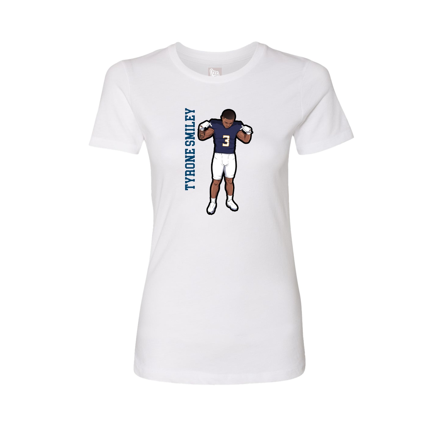 Womens Tee — Name Vertical in White