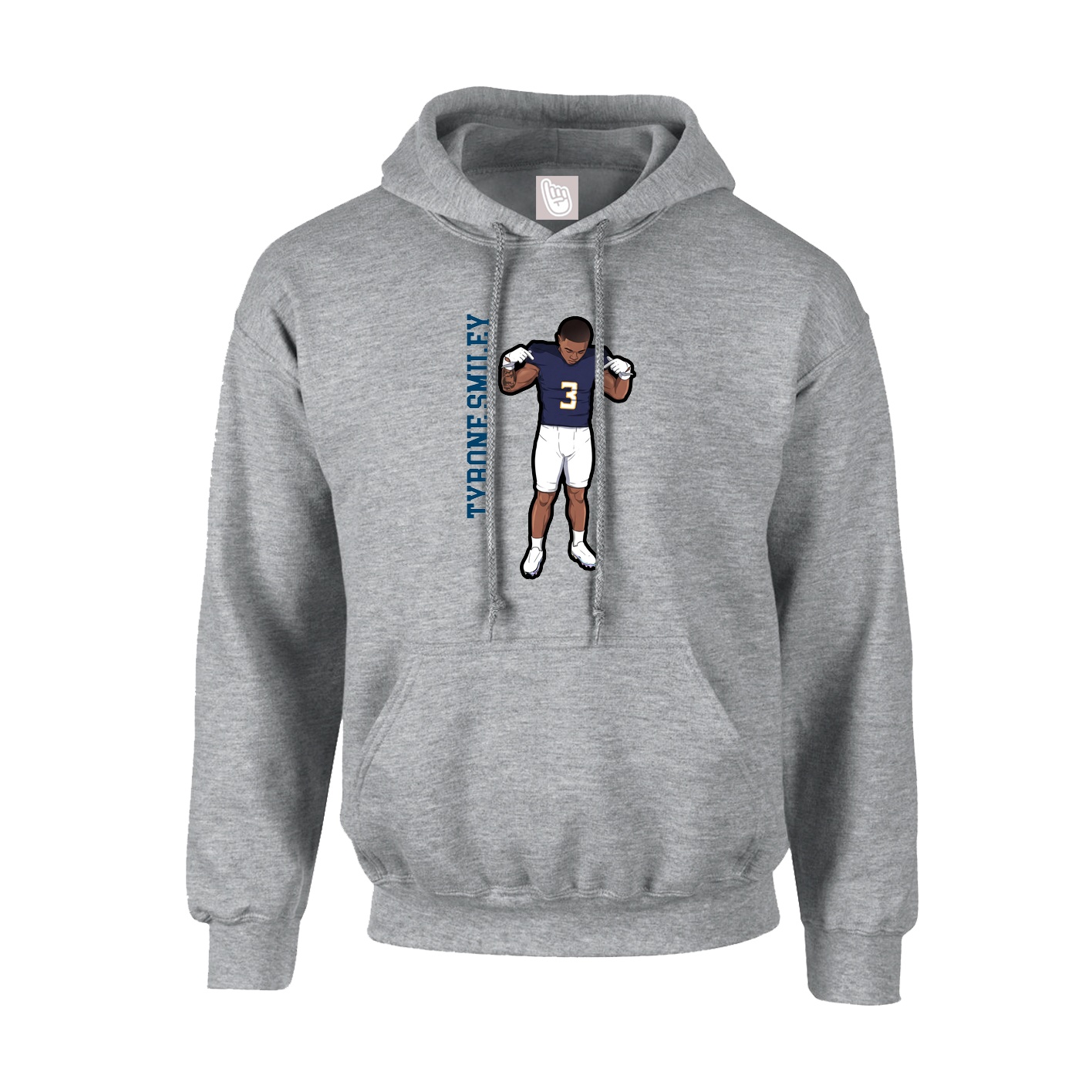 Hoodie — Name Vertical in Grey