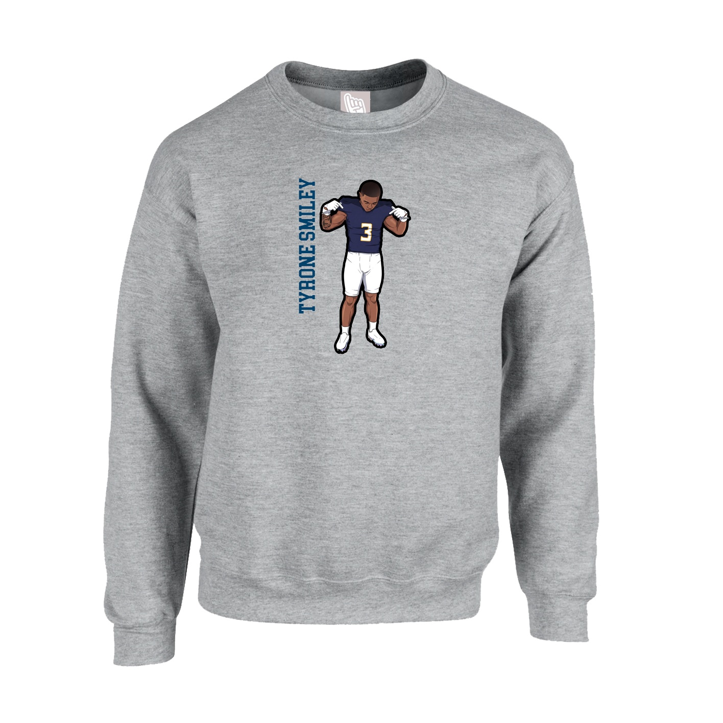 Fleece Crew — Name Vertical in Grey