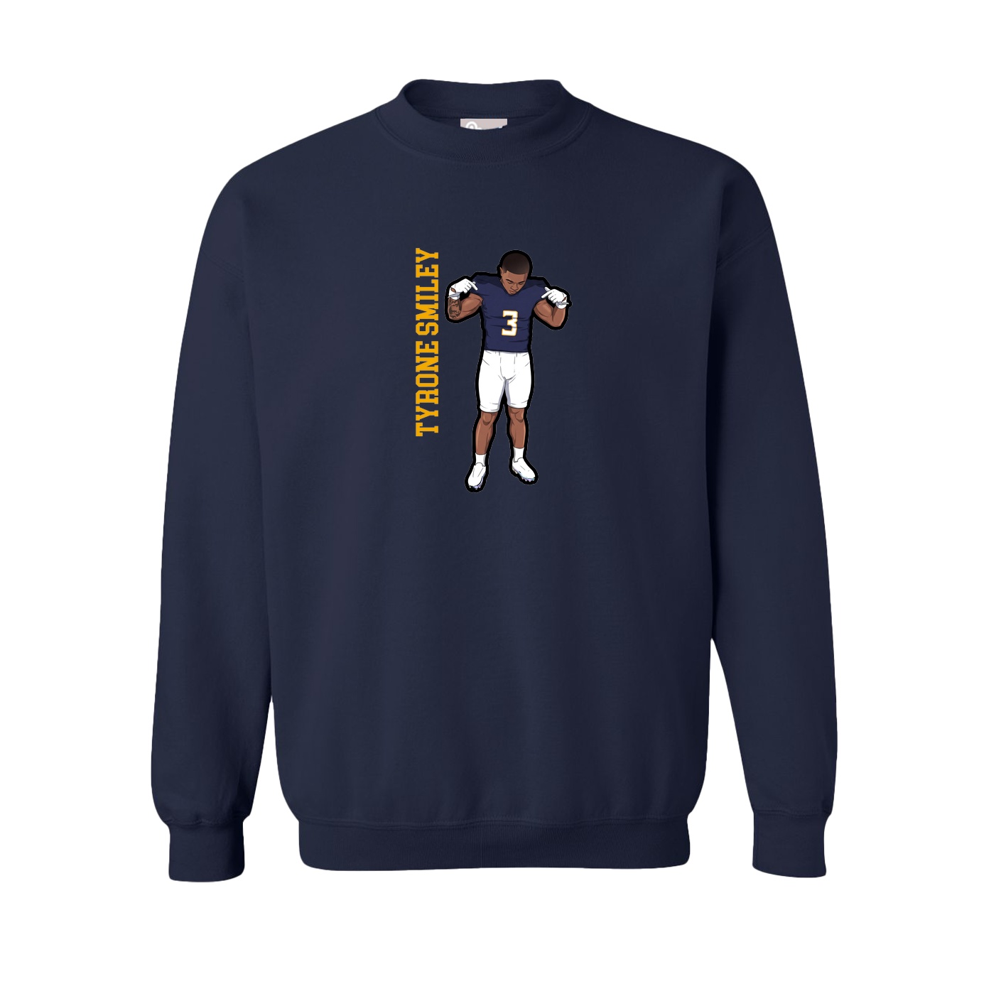 Fleece Crew — Name Vertical in Navy