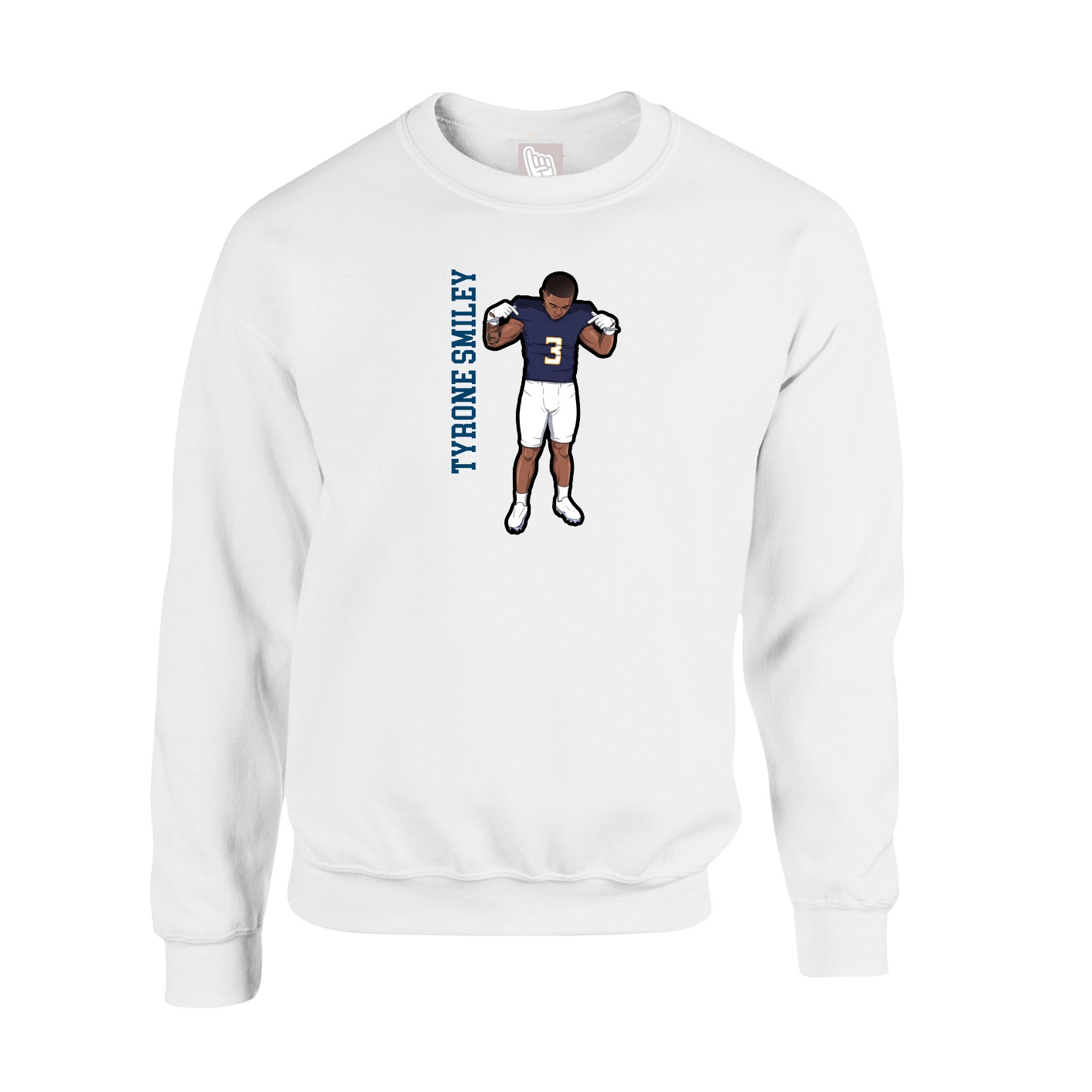 Fleece Crew — Name Vertical in White
