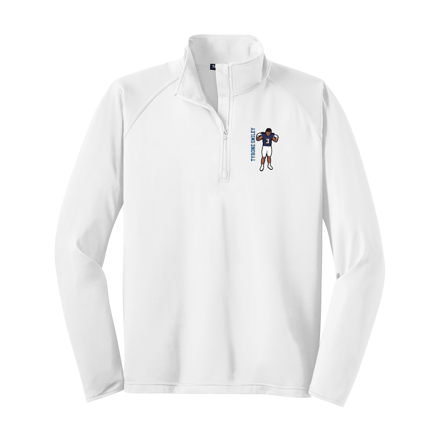 Q-Zip Pullover — Name Vertical in White