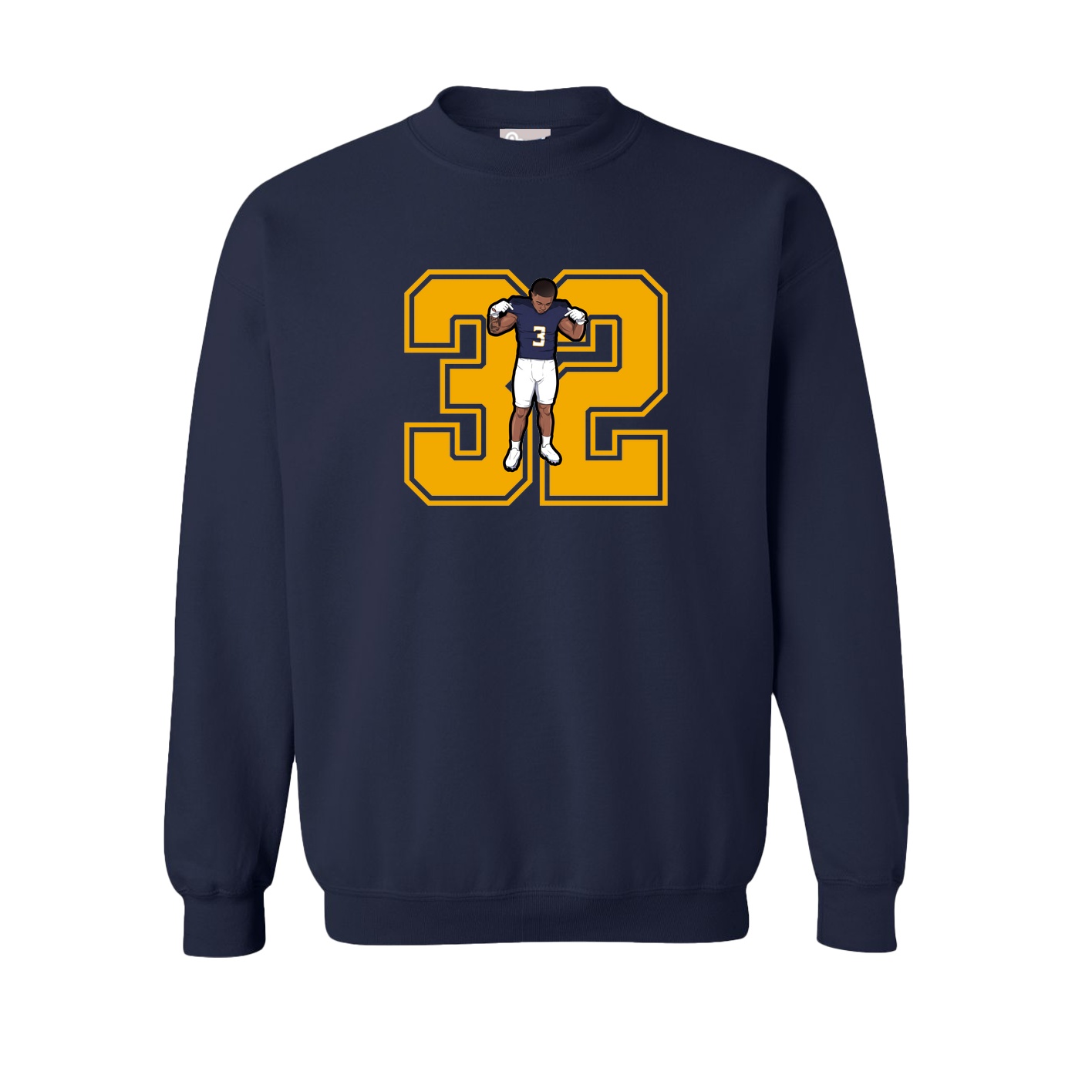 Fleece Crew — Number in Navy