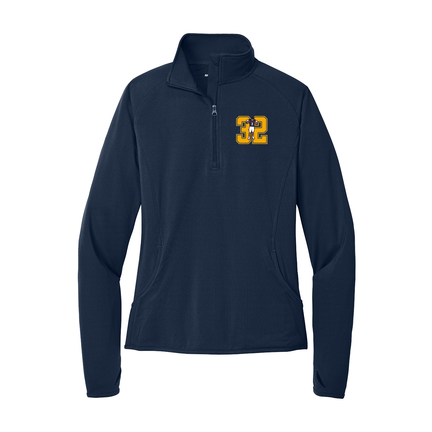 Women's Q-Zip Pullover — Number in Navy
