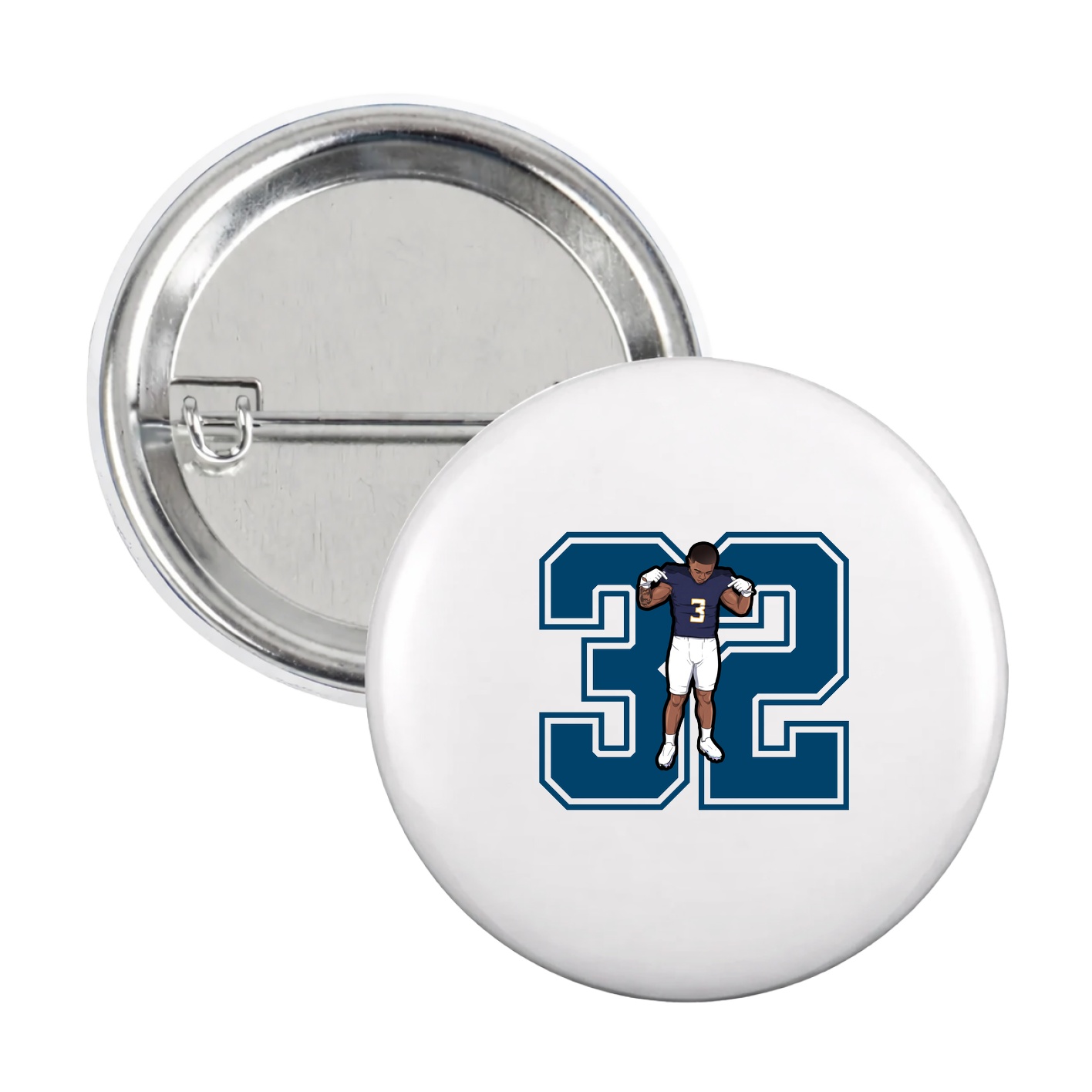 Game Day Button — Number in White