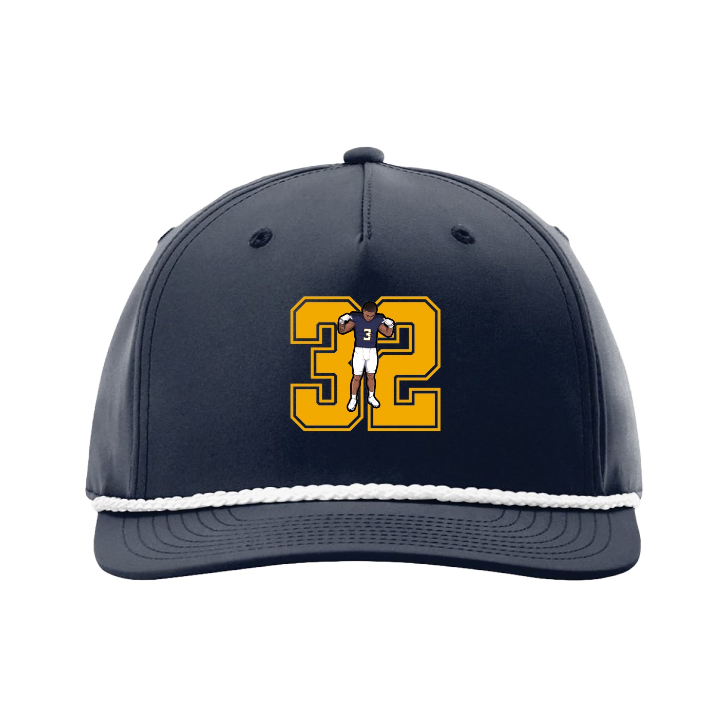 Five-Panel Classic Rope Cap — Number in Navy