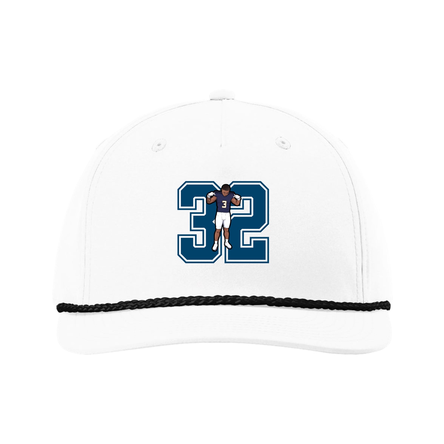 Five-Panel Classic Rope Cap — Number in White