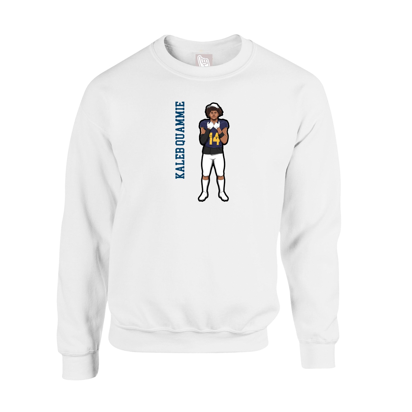Fleece Crew — Name Vertical in White