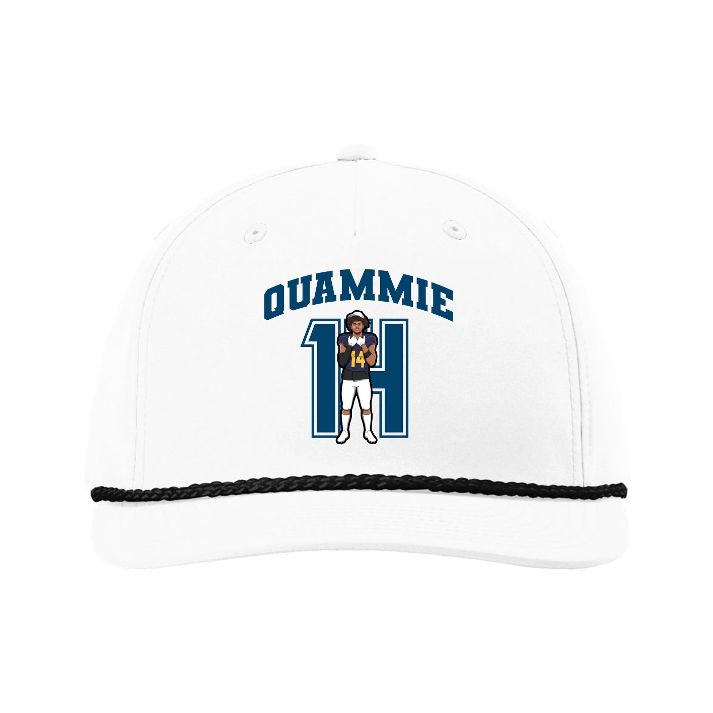Five-Panel Classic Rope Cap — Number in White