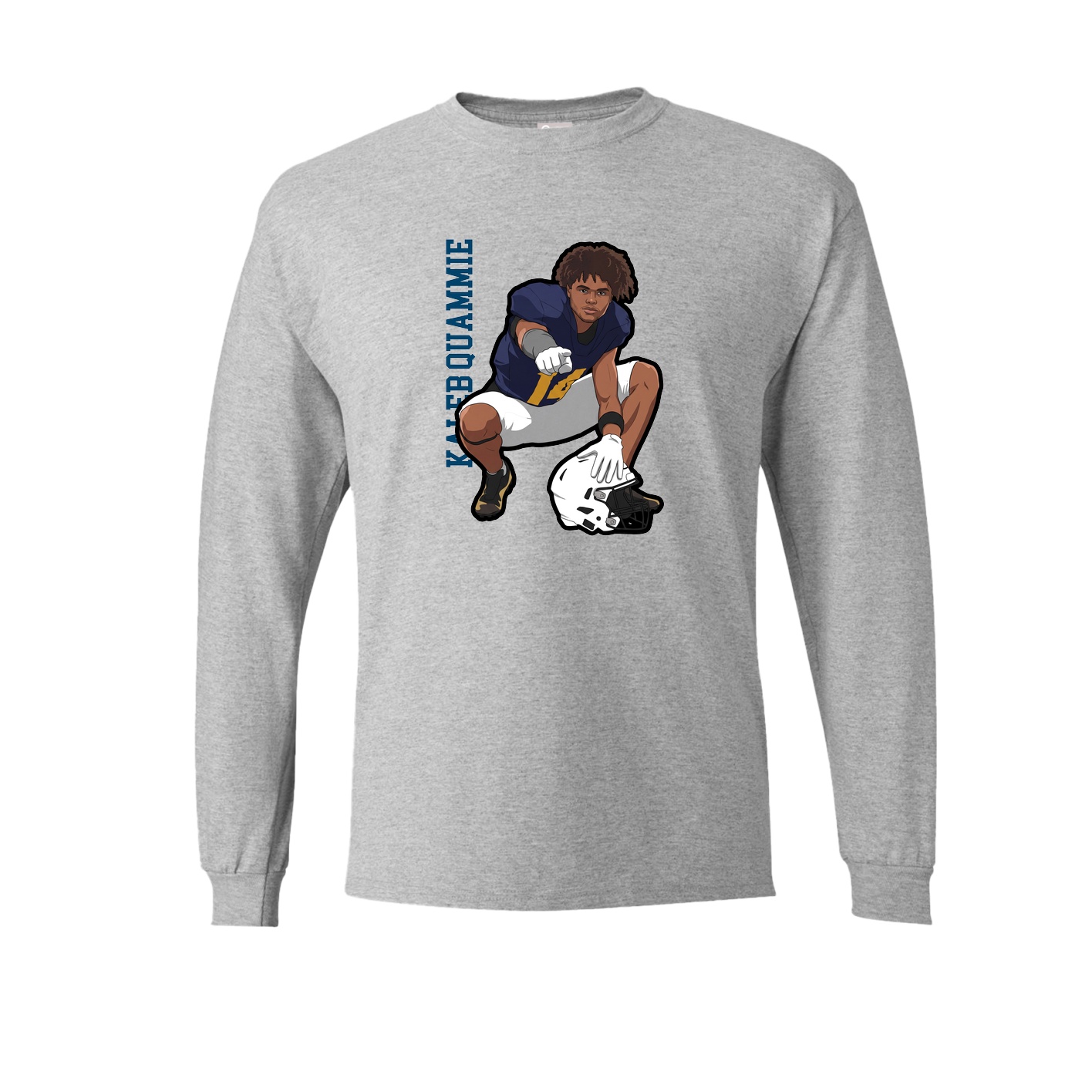 Long Sleeve Tee — Name Vertical in Grey