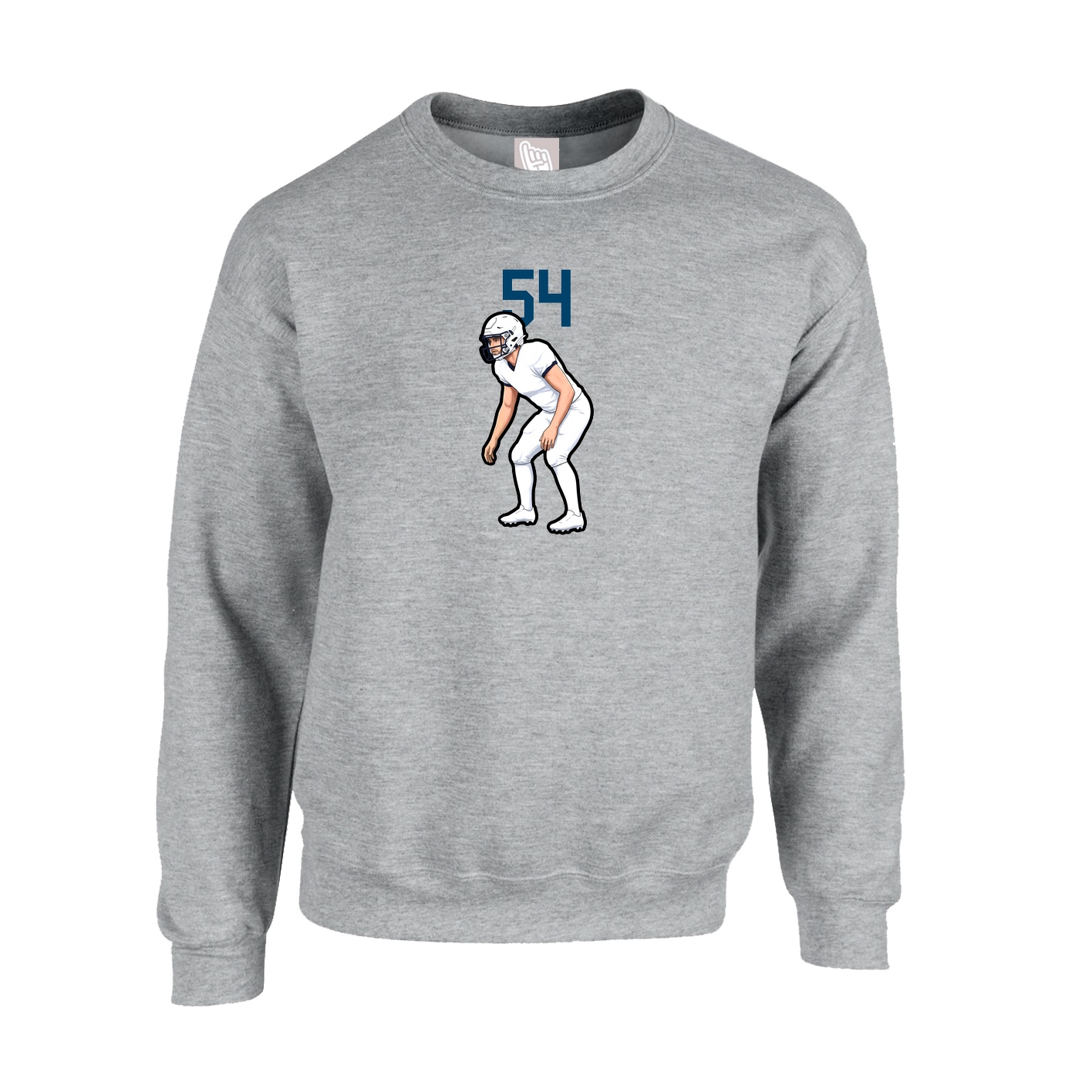 Fleece Crew — Number Top in Grey