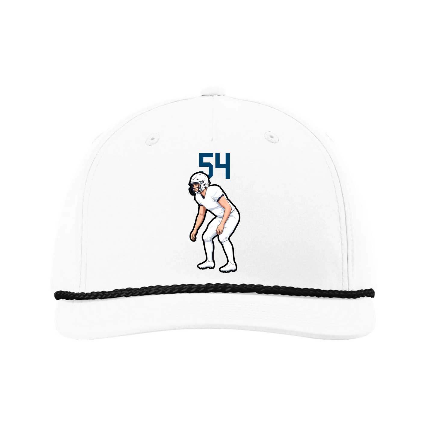 Five-Panel Classic Rope Cap — Number Top in White