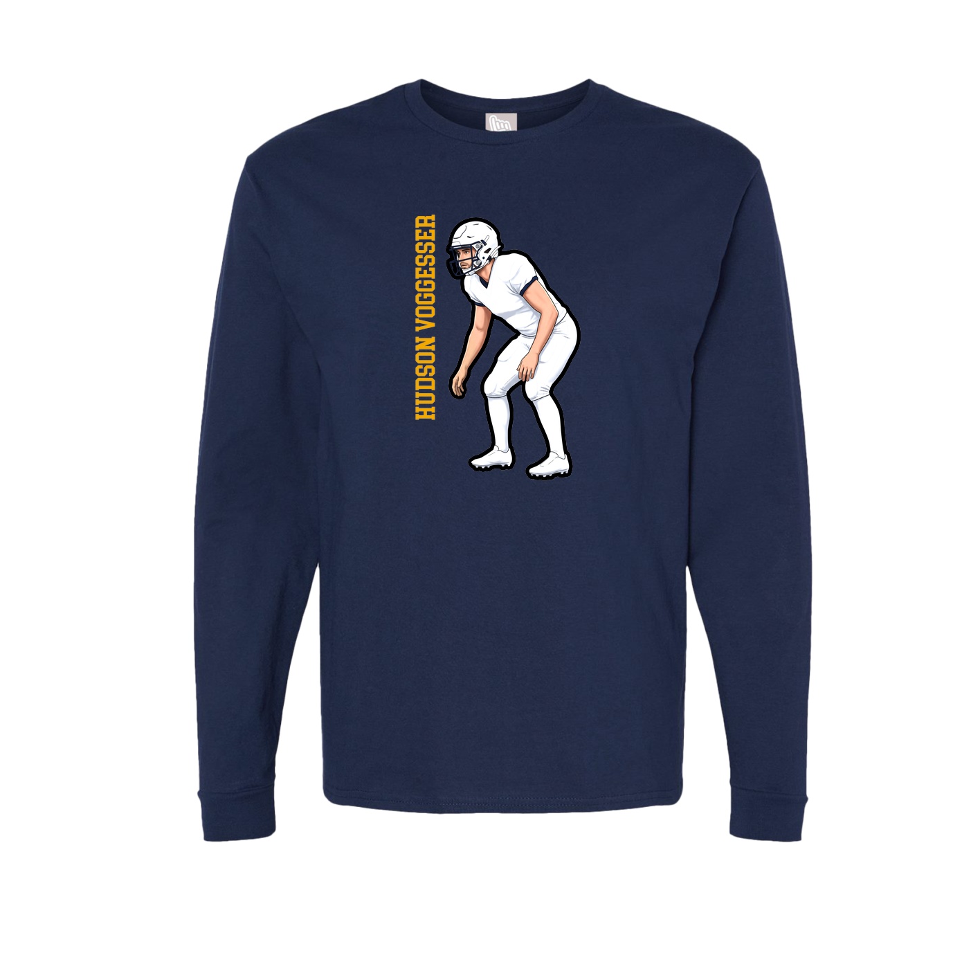Long Sleeve Tee — Name Vertical in Navy