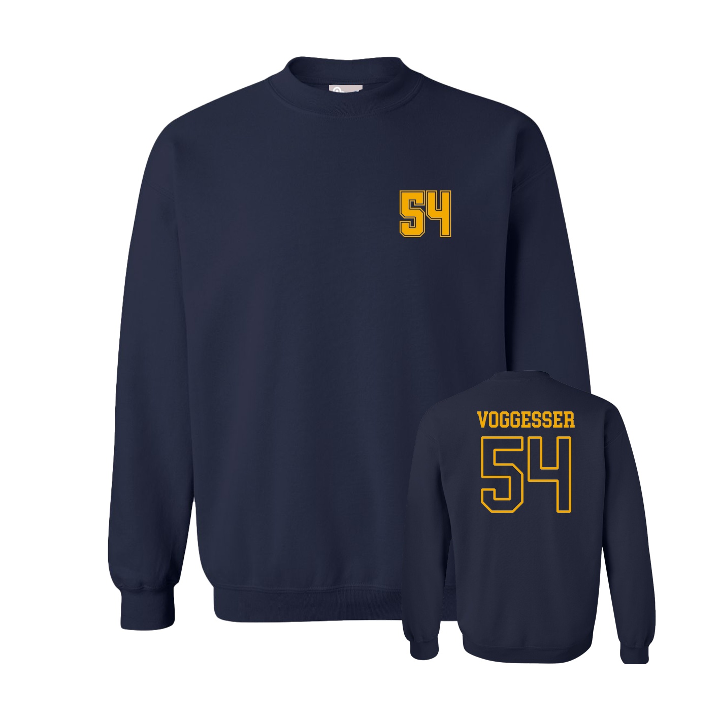 Fleece Crew — Chest Back in Navy