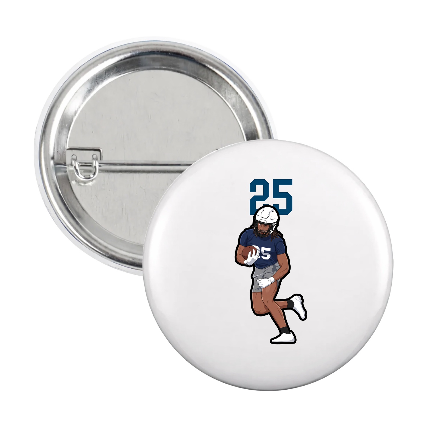 Game Day Button — Number Top in White