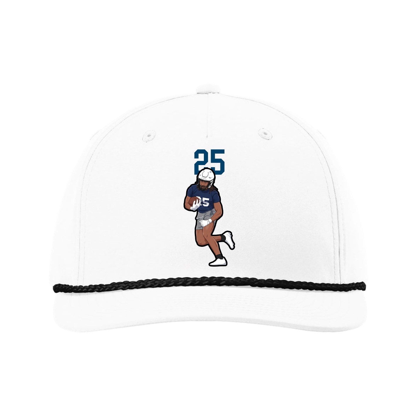 Five-Panel Classic Rope Cap — Number Top in White