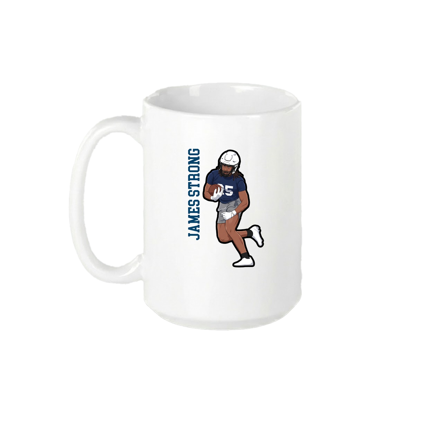 15oz Coffee Mug — Name Vertical in White