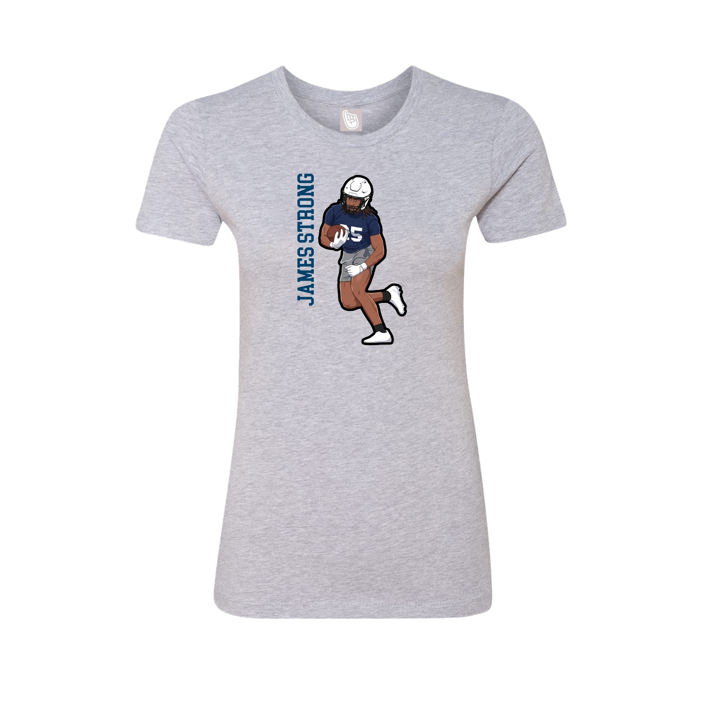 Fitted Women's Tee — Name Vertical in Grey