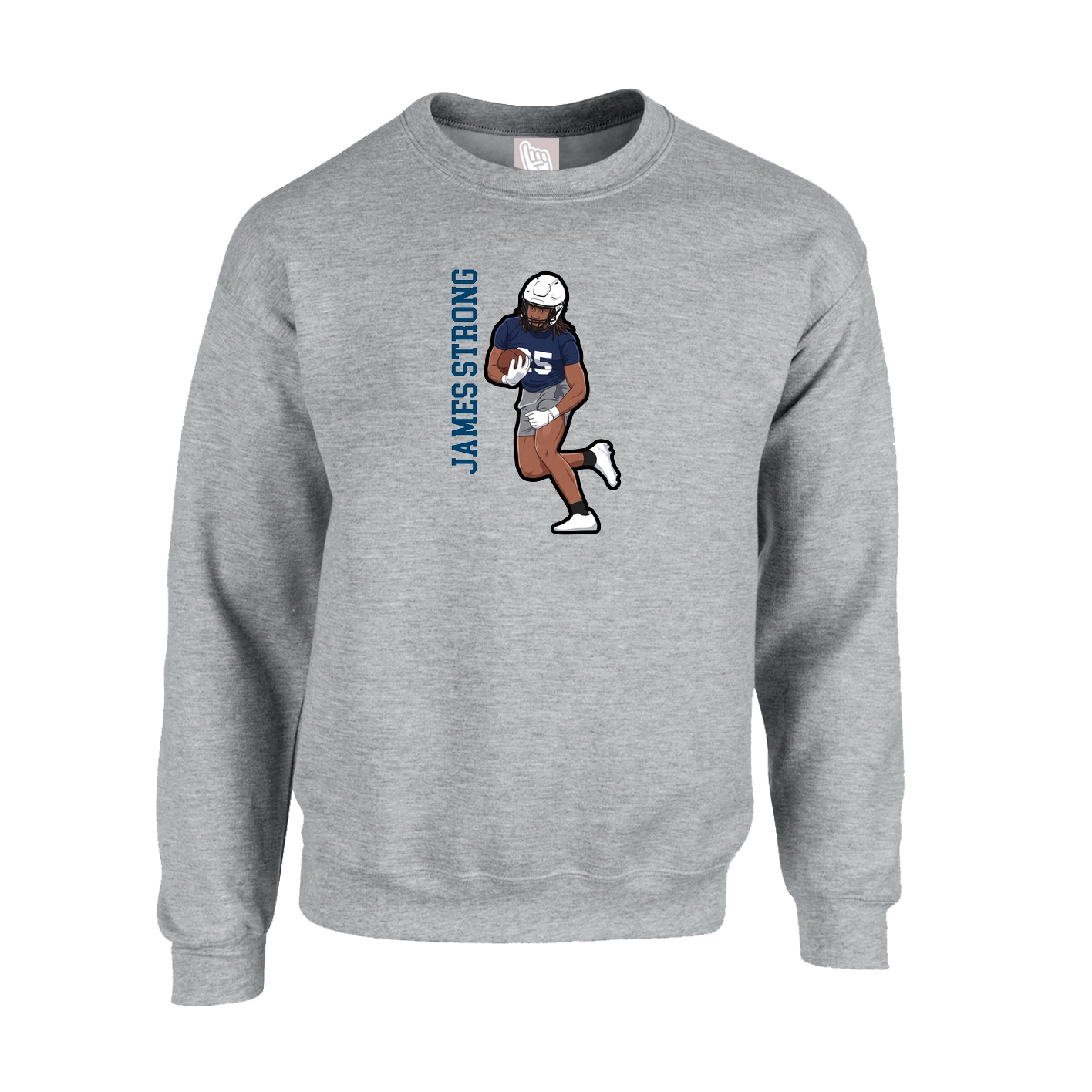 Fleece Crew — Name Vertical in Grey