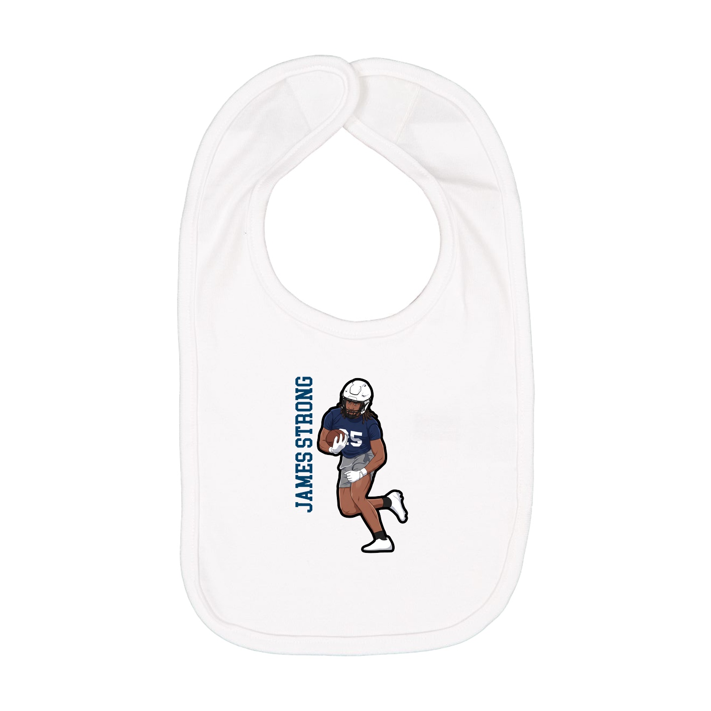 Infant Bib — Name Vertical in White