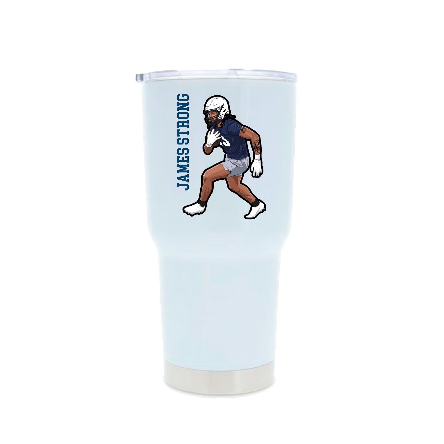 30oz Stainless Steel Tumbler — Name Vertical in White