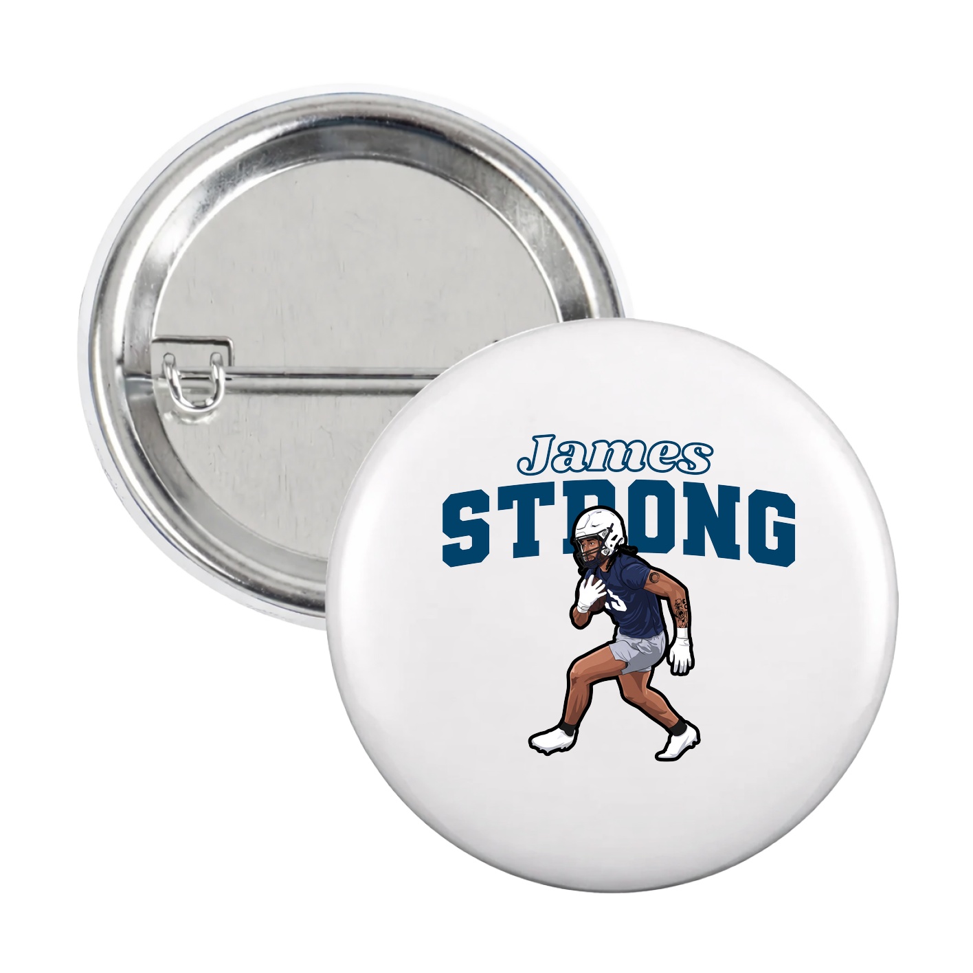 Game Day Button — Name Arch in White