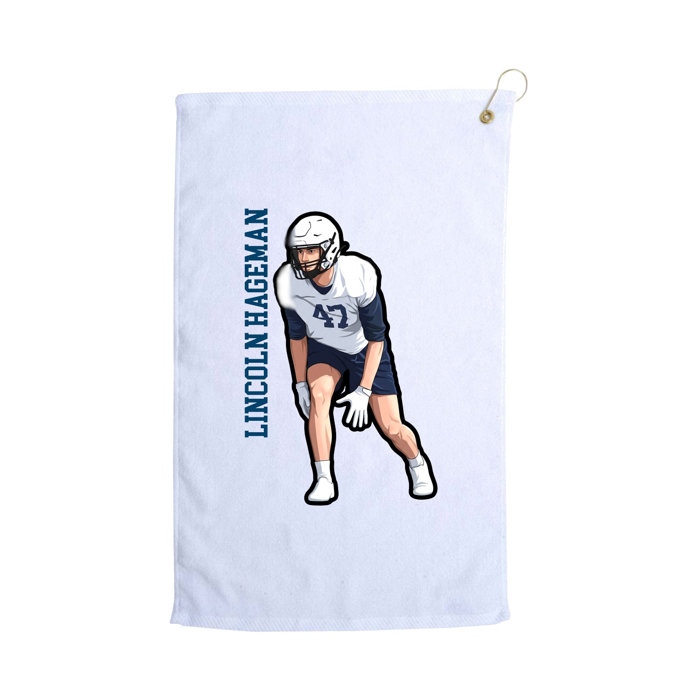Golf Towel — Name Vertical in White