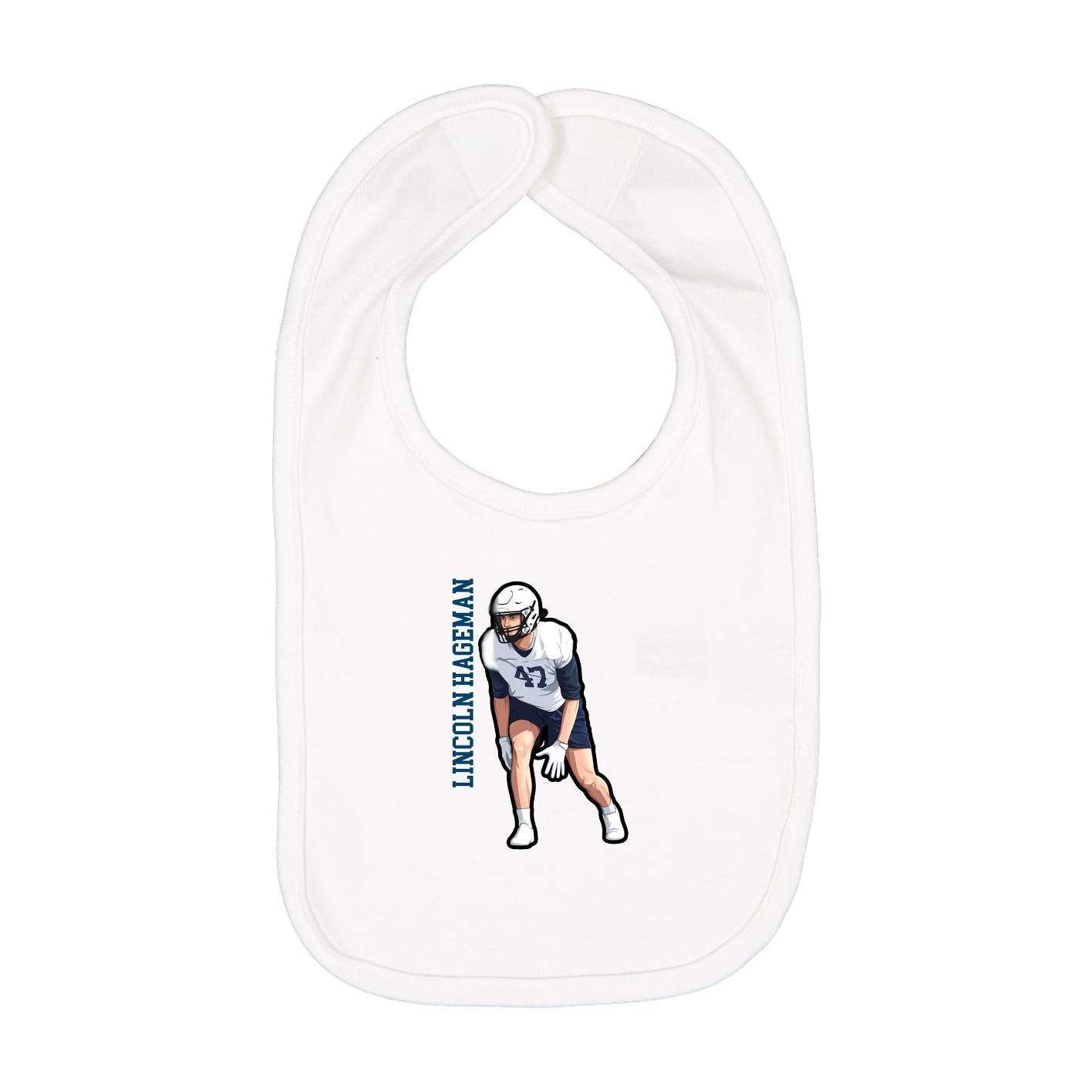 Infant Bib — Name Vertical in White