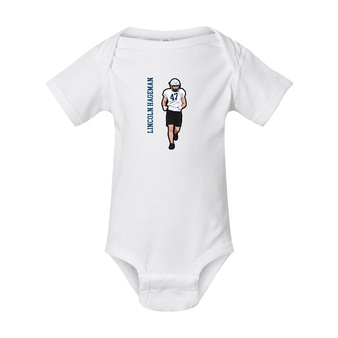 Baby Onesie — Name Vertical in White