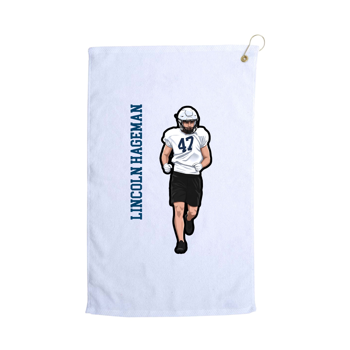 Golf Towel — Name Vertical in White
