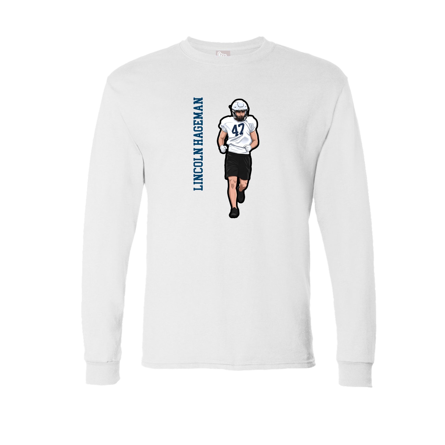 Long Sleeve Tee — Name Vertical in White