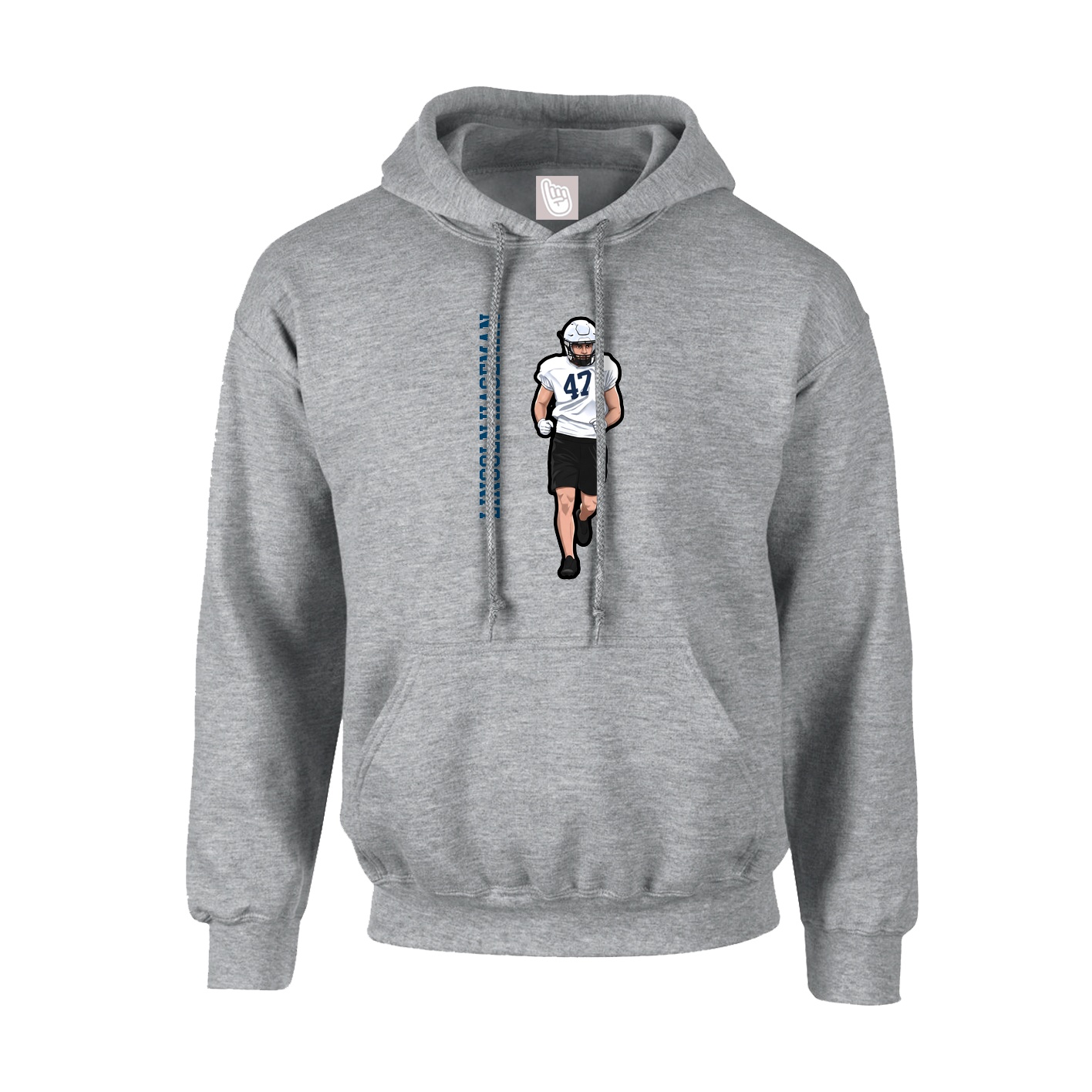 Hoodie — Name Vertical in Grey