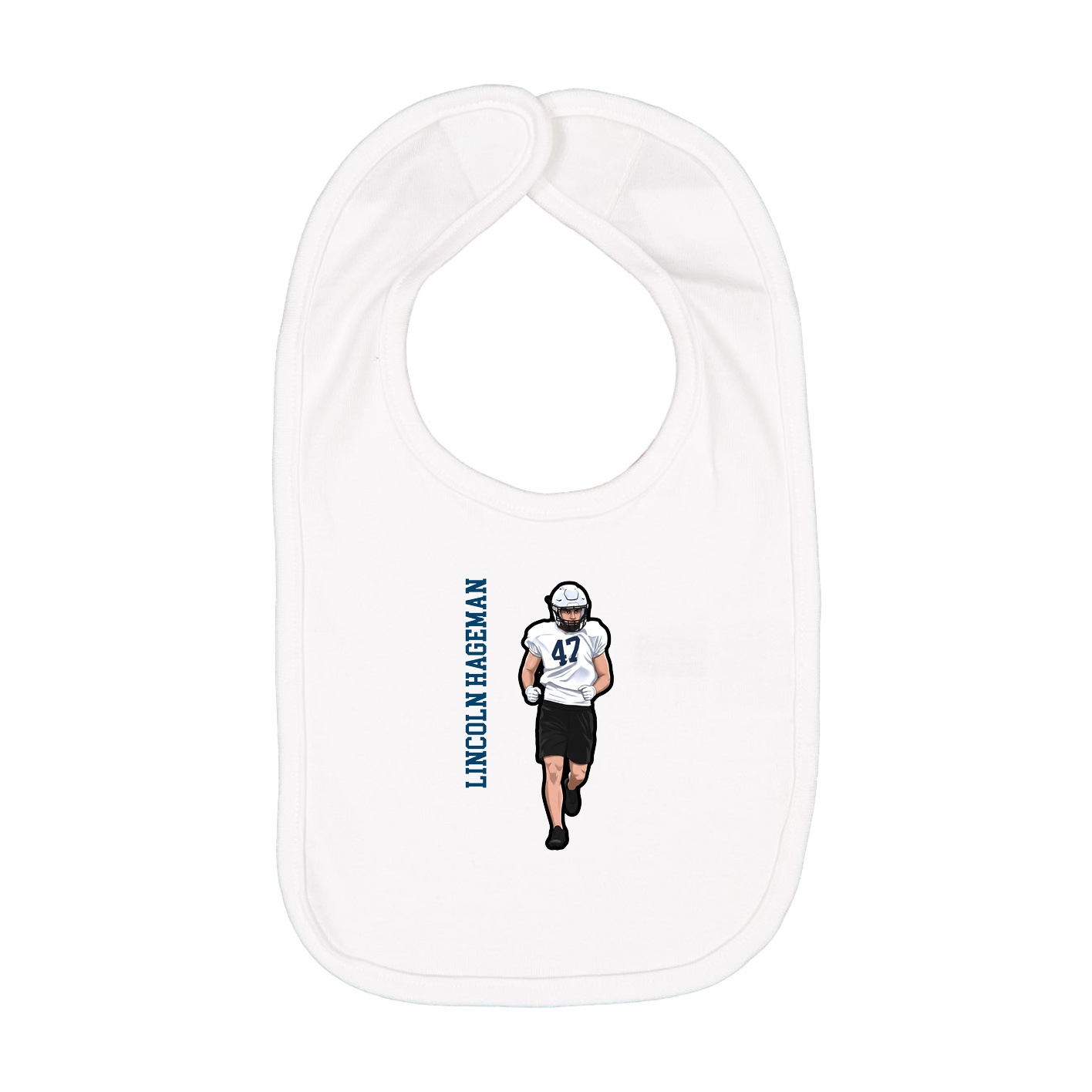Infant Bib — Name Vertical in White