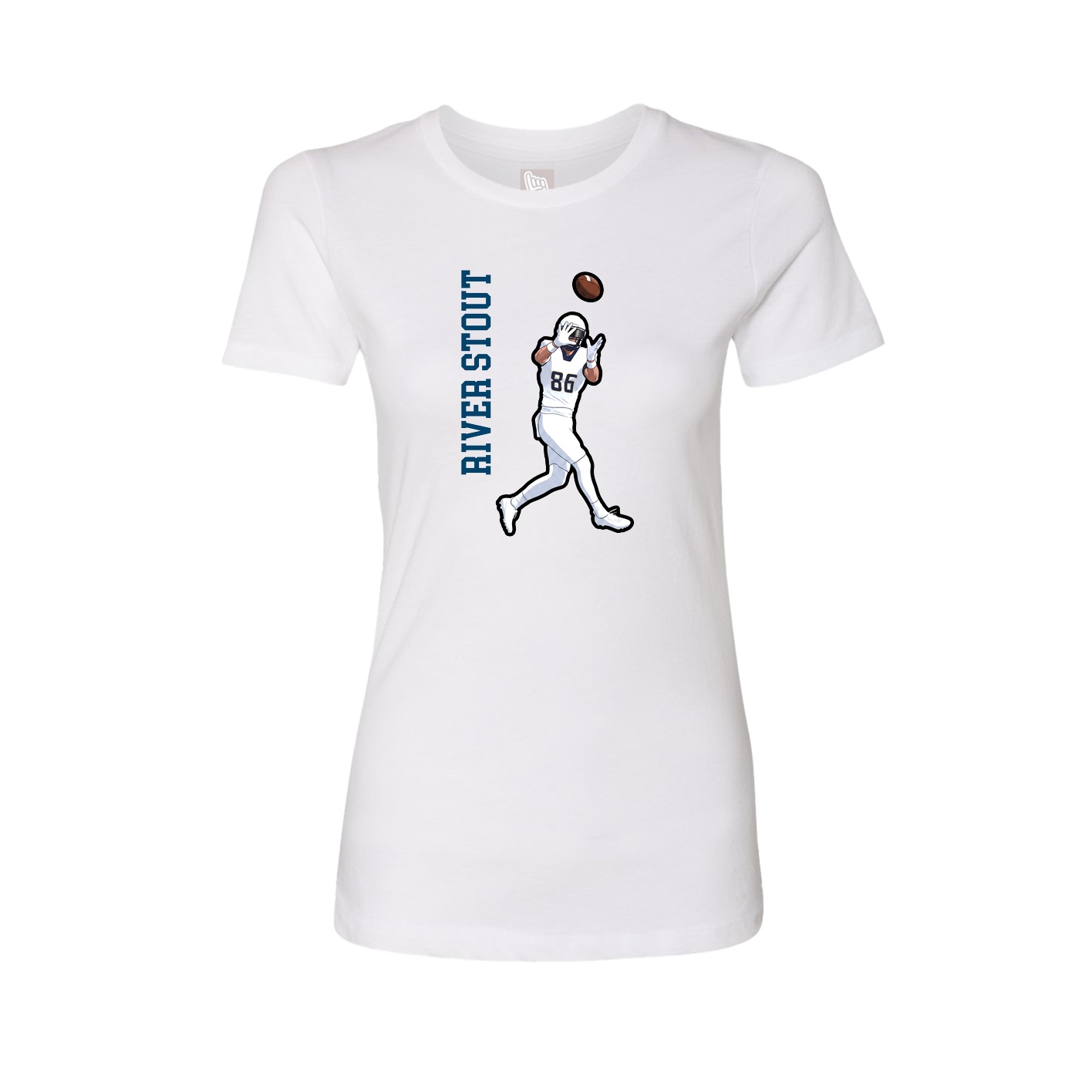 Fitted Women's Tee — Name Vertical in White