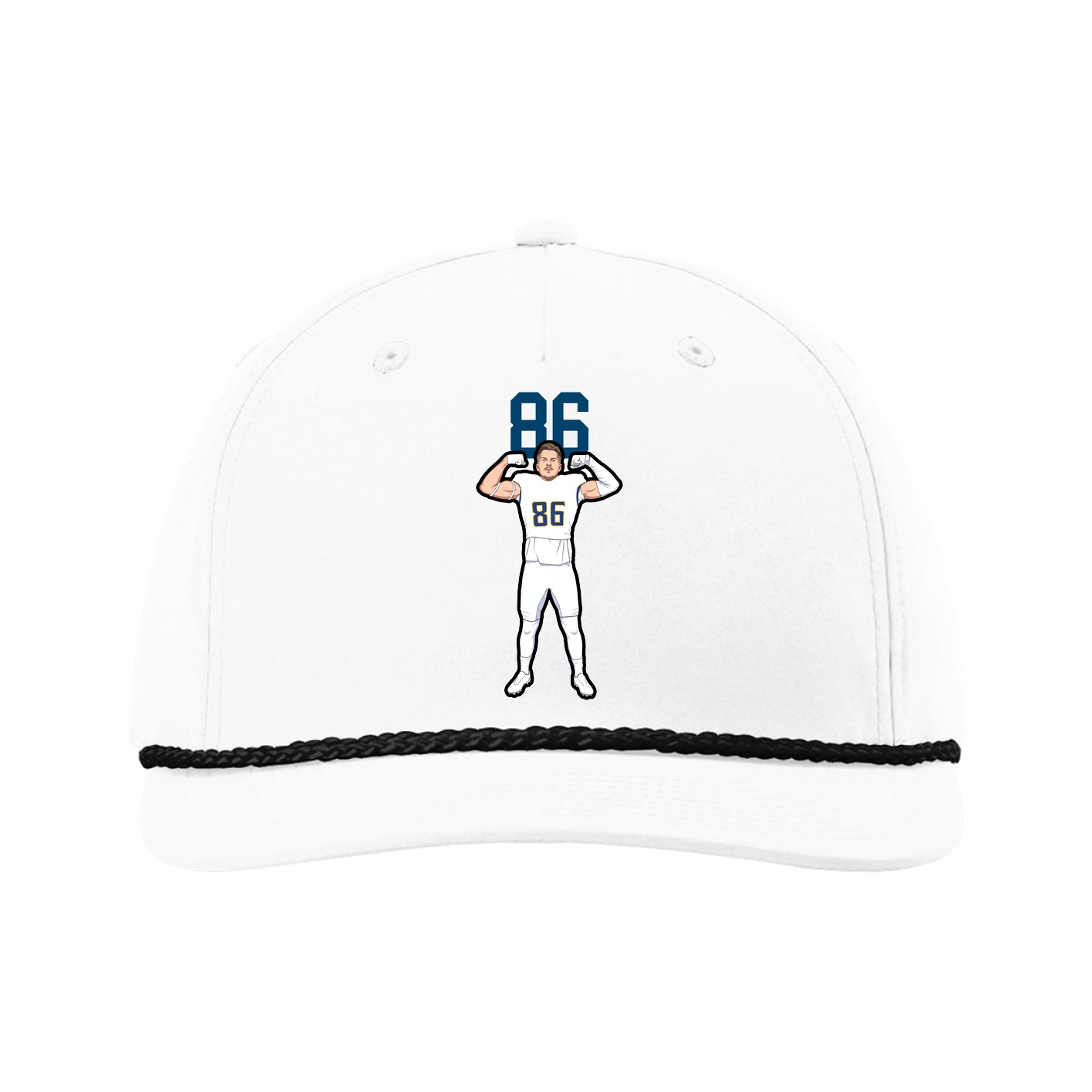 Five-Panel Classic Rope Cap — Number Top in White
