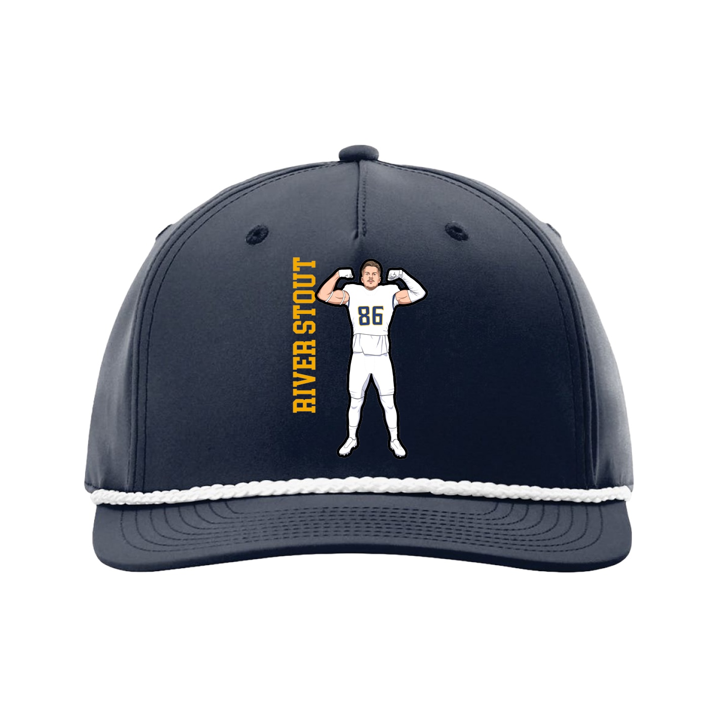 Five-Panel Classic Rope Cap — Name Vertical in Navy