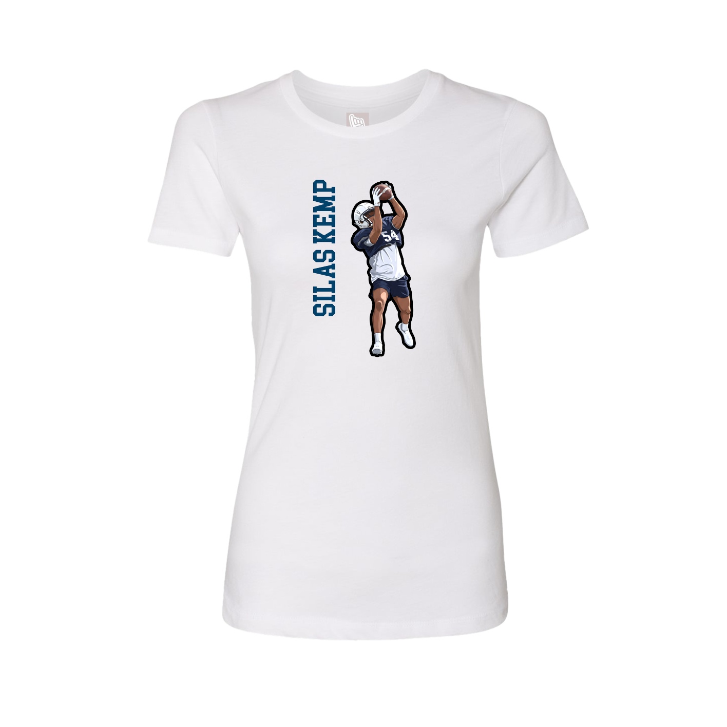 Fitted Women's Tee — Name Vertical in White