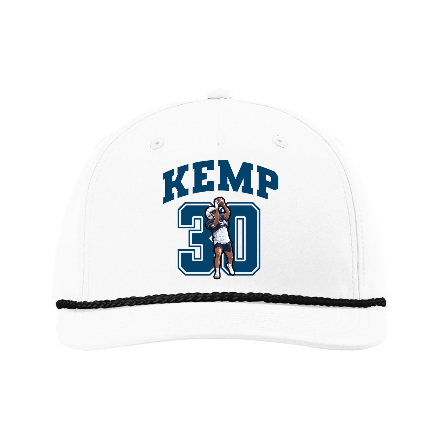 Five-Panel Classic Rope Cap — Number in White