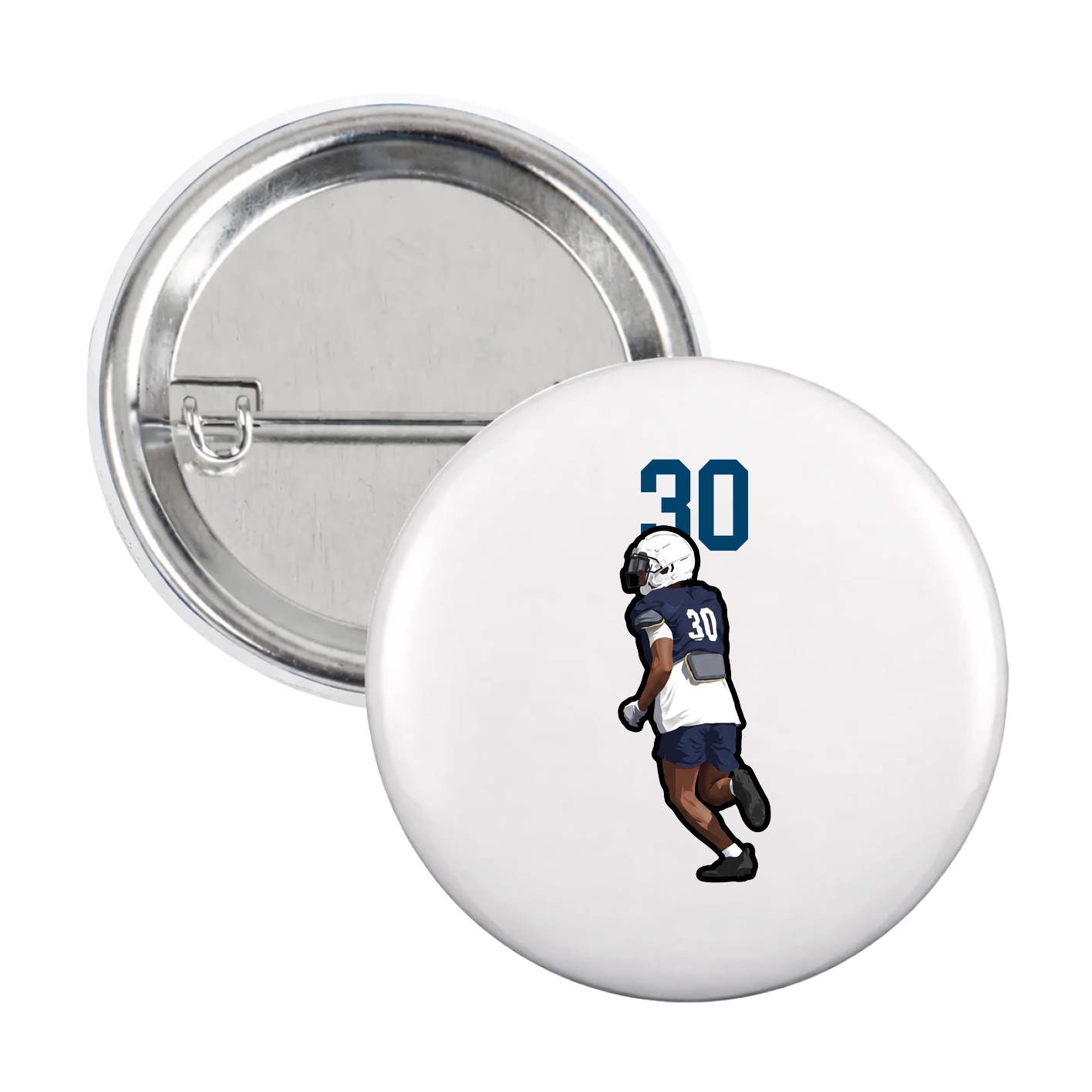 Game Day Button — Number Top in White