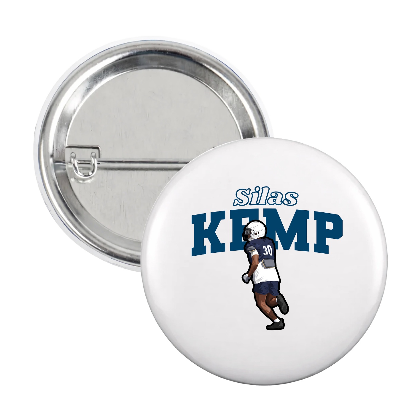 Game Day Button — Name Arch in White