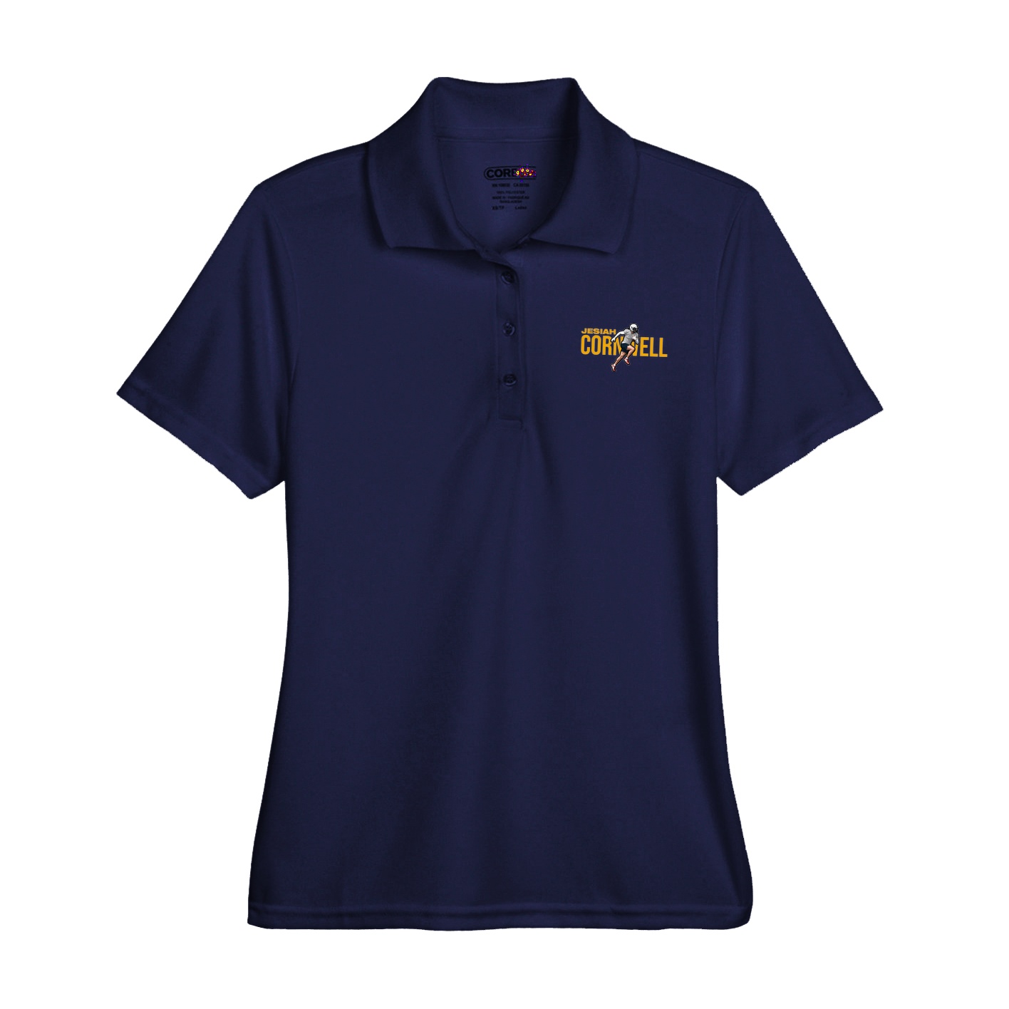 Womens Performance Polo — Player Name in Navy