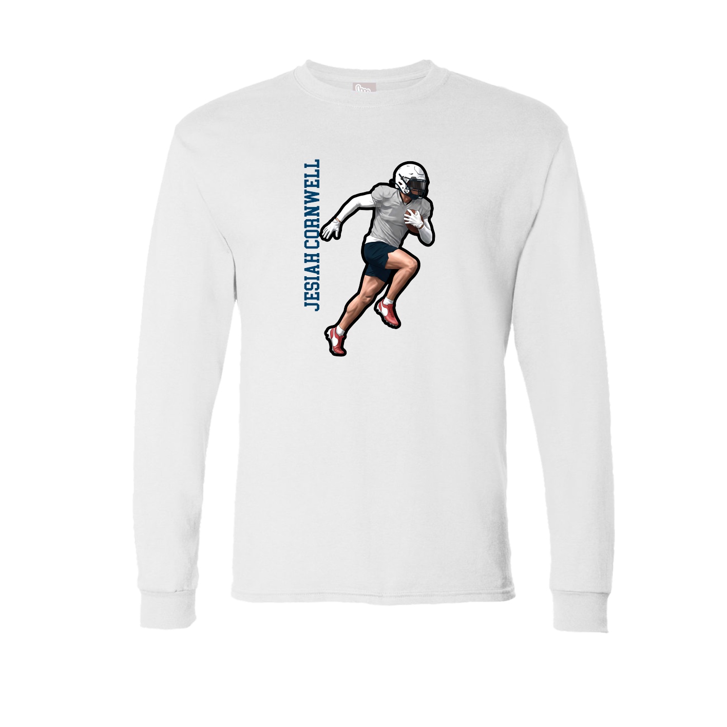 Long Sleeve Tee — Name Vertical in White