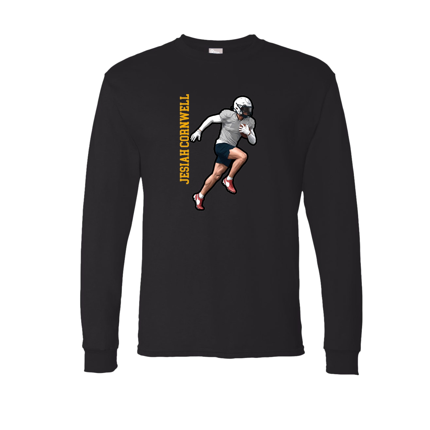 Long Sleeve Tee — Name Vertical in Black