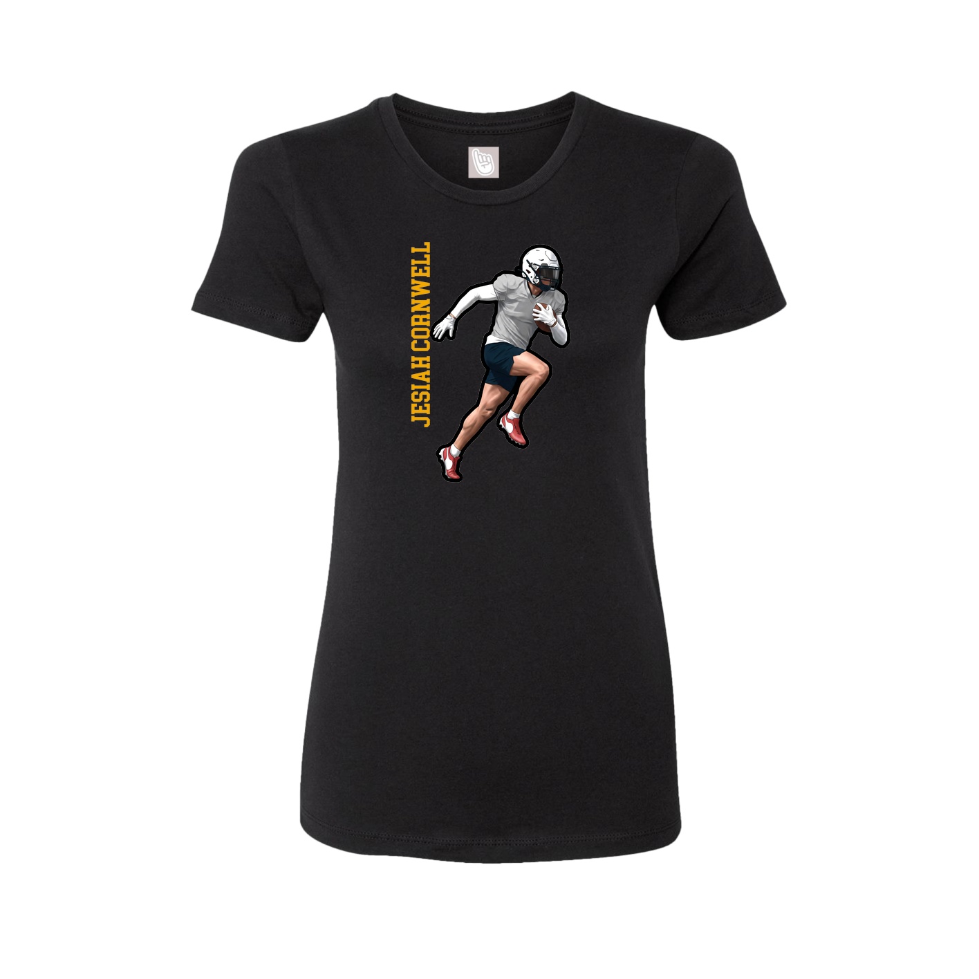 Fitted Women's Tee — Name Vertical in Black